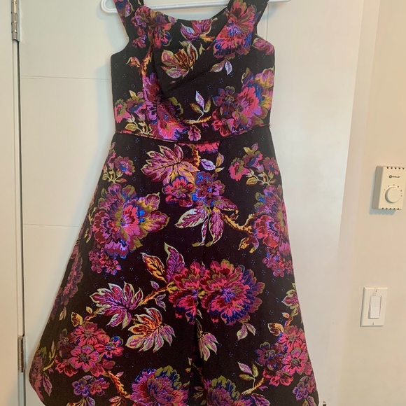 Adrianna Papell Floral Jacquard Off Shoulder Fit and Flare Dress - Picture 1 of 5